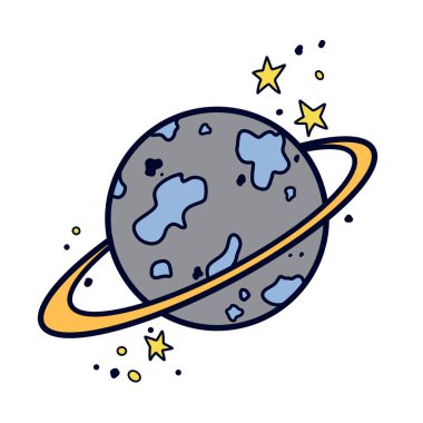 Uzay çizimi. Uzay elementleri Çocuk çizimleri. Çocuklar için çizimler. Çizim illüstrasyonu