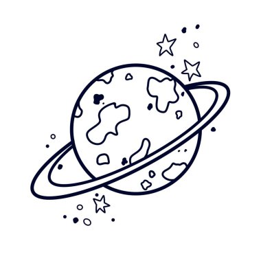 Uzay çizimi. Uzay elementleri Çocuk çizimleri. Çocuklar için çizimler. Çizim illüstrasyonu