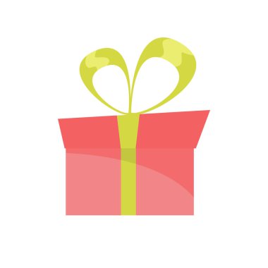 Kurdeleli pembe hediye ve beyaz arka planda kalpler. Sevgililer Günü için Vektör illüstrasyonu