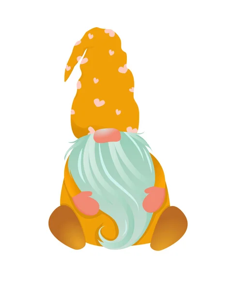 Gnome Bonito Estilo Escandinavo Fundo Branco Gnome Chapéu Amarelo Com — Fotografia de Stock