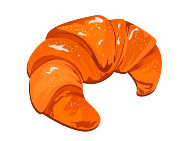 Kruvasan beyaz arka planda izole edilmiş. Güzel kruvasan üzerine pudra şekeri serpilmiş..