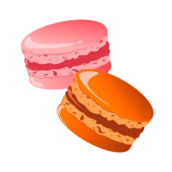 Skizzieren Sie bunte Grafik Macarons Kuchen Illustration, Entwurf Silhouette Zeichnung, isoliert auf weißem Hintergrund. Köstliche Vintage Radierung Food Design. — Stockvektor