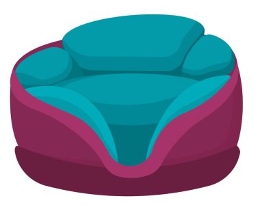 Evcil hayvan yatağı. Kediler ve evcil hayvanlar için aksesuarlar. Evcil hayvanlar için yumuşak yatağın vektör çizimi. Gölgeli düz bir tırmanış. Arkaplanda izole.