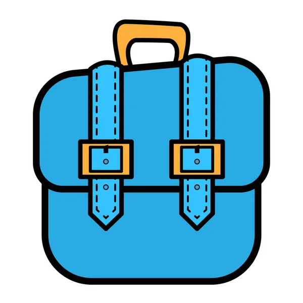 Vector travel backpack in flat style isolated on white background. Blue luggage. Briefcase vector icon with pen — Stock Vector
