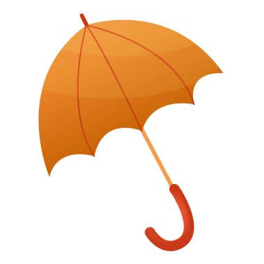 Yağmurdan portakal renkli şemsiye çizimi. Beyaz arka planda izole edilmiş turuncu şemsiye. Sonbahar teması