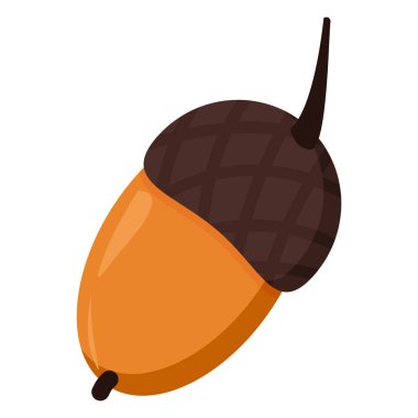 Beyaz arkaplan simgesinde izole edilmiş meşe ağacı meşesi palamudu. Mevsimlik tasarım, tekstil, çocukların oyun odası veya tebrik kartı, sonbahar ve cadılar bayramı resimleri. El çizimleri ve karalama.