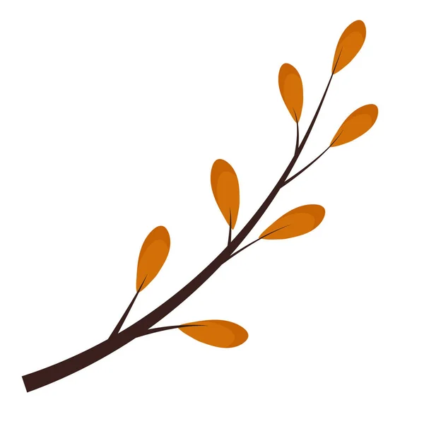 Twig med gula blad isolerad på vit bakgrund. Vektor handritad illustration i tecknad platt stil. Perfekt för ditt projekt, kort, inbjudningar, tryck, dekorationer — Stock vektor