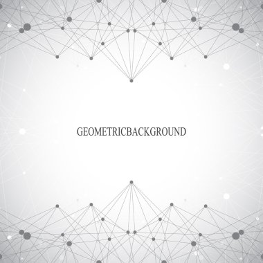 Geometrik gri arka plan molekül ve iletişim. Bağlantılı çizgilerin noktalı. Vektör çizim