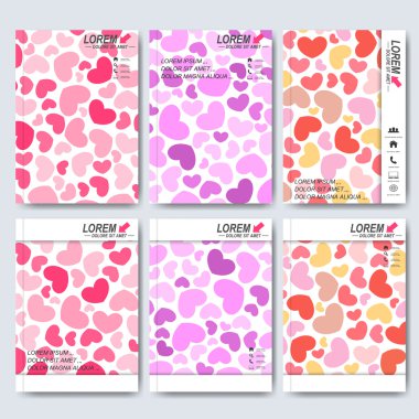 Modern vector templates for brochure, flyer, cover magazine or report in A4 size. Business, science, medicine and technology design .  Background with hearts