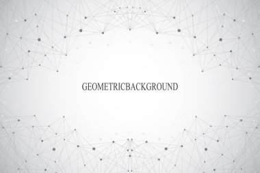 Geometrik gri arka plan molekül ve iletişim. Bağlantılı çizgilerin noktalı. Vektör çizim