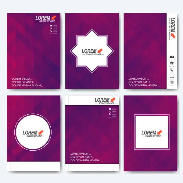 Moderne vector templates voor brochure, flyer, Cover Magazine of rapport in A4 formaat. Business, wetenschap, geneeskunde en technologie ontwerp. Achtergrond met Violet driehoeken — Stockvector