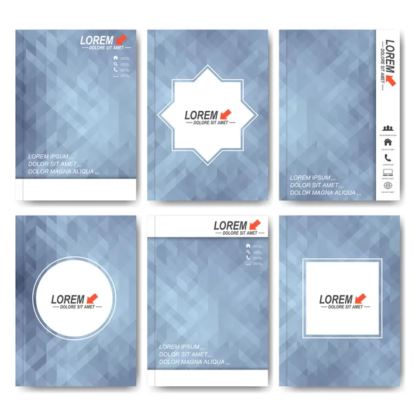 Moderne vector templates voor brochure, flyer, Cover Magazine of rapport in A4 formaat. Business, wetenschap, geneeskunde en technologie ontwerp. Achtergrond met grijze driehoeken — Stockvector