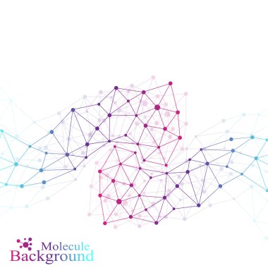 Renkli grafik arka plan molekül ve iletişim. Bağlantılı çizgilerin noktalı. Tıp, bilim, teknoloji tasarım. Vektör çizim