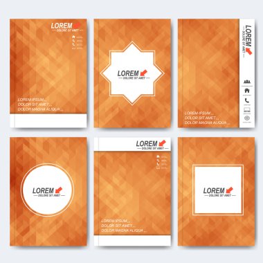 Broşür, el ilanı, kapak dergi ya da A4 boyutunda rapor için modern vektör şablonları. İş, bilim, tıp ve teknoloji tasarım. Arka plan sarı üçgen ile