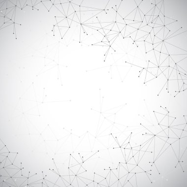 Geometrik gri arka plan molekül ve iletişim. Bağlantılı çizgilerin noktalı. Vektör çizim