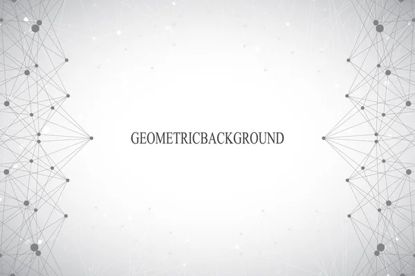 Fondo gris abstracto geométrico con líneas y puntos conectados. Medicina, ciencia, tecnología telón de fondo para su diseño. Ilustración vectorial — Vector de stock