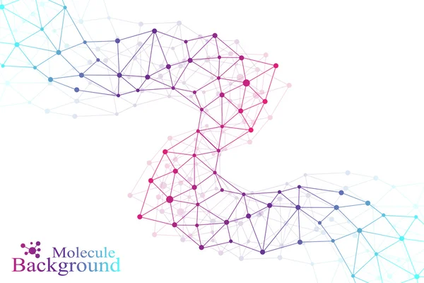 Renkli grafik arka plan molekül ve iletişim. Bağlantılı çizgilerin noktalı. Tıp, bilim, teknoloji tasarım. Vektör çizim — Stok Vektör