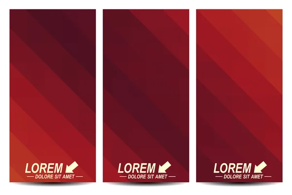 Ensemble rouge de flyers vectoriels. Arrière-plan avec des triangles rouge foncé. Flyer, web, bannière, carte, vip, certificat, cadeau, bon. Design de marque d'entreprise moderne — Image vectorielle