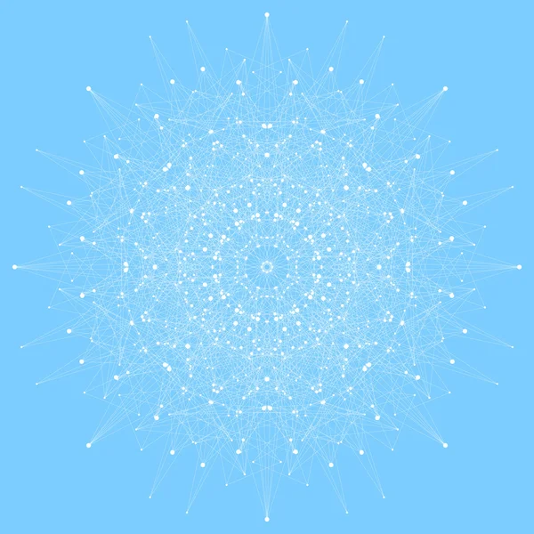 Bentuk bulat abstrak geometris dengan garis dan titik yang terhubung. Komposisi grafis untuk desain Anda. Ilustrasi vektor - Stok Vektor