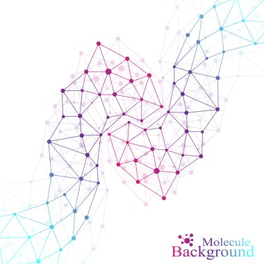 Molekül yapısı dna ve iletişim arka plan. Bağlantılı çizgilerin noktalı. Bilim, bağlantı, kimya, biyoloji, tıp, teknoloji kavramı. Vektör çizim