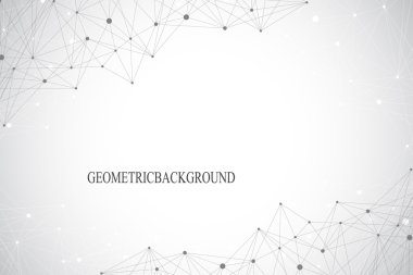 Bağlantılı çizgi ve noktalar ile geometrik arka plan. Vektör çizim