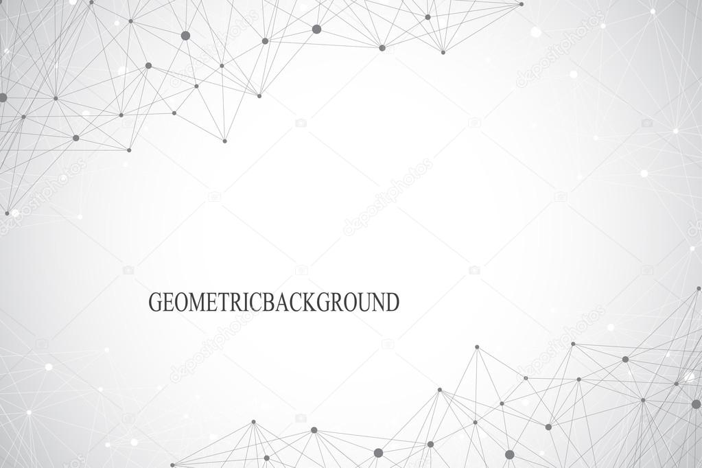 Geometric abstract background with connected line and dots. Vector illustration