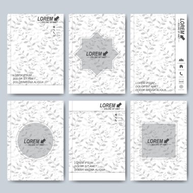 Broşür, el ilanı, kapak dergisi veya rapor için modern vektör şablonları. İş, bilim, tıp ve teknoloji tasarımı. Çiçek dikişsiz duvar kağıtları ile temiz arka plan