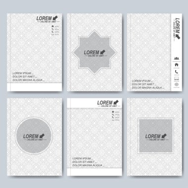 Broşür, el ilanı, kapak dergi ya da rapor için modern vektör şablonları. İş, bilim, tıp ve teknoloji tasarım. Arap tarzı temiz arka plan seamless modeli