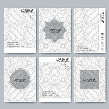 Broşür, el ilanı, kapak dergi ya da rapor için modern vektör şablonları. İş, bilim, tıp ve teknoloji tasarım. Arap tarzı temiz arka plan seamless modeli