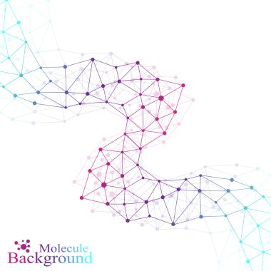 Renkli grafik arka plan molekülü ve iletişim. Tasarımınız için noktalarla bağlantı hattı. Vektör çizimi