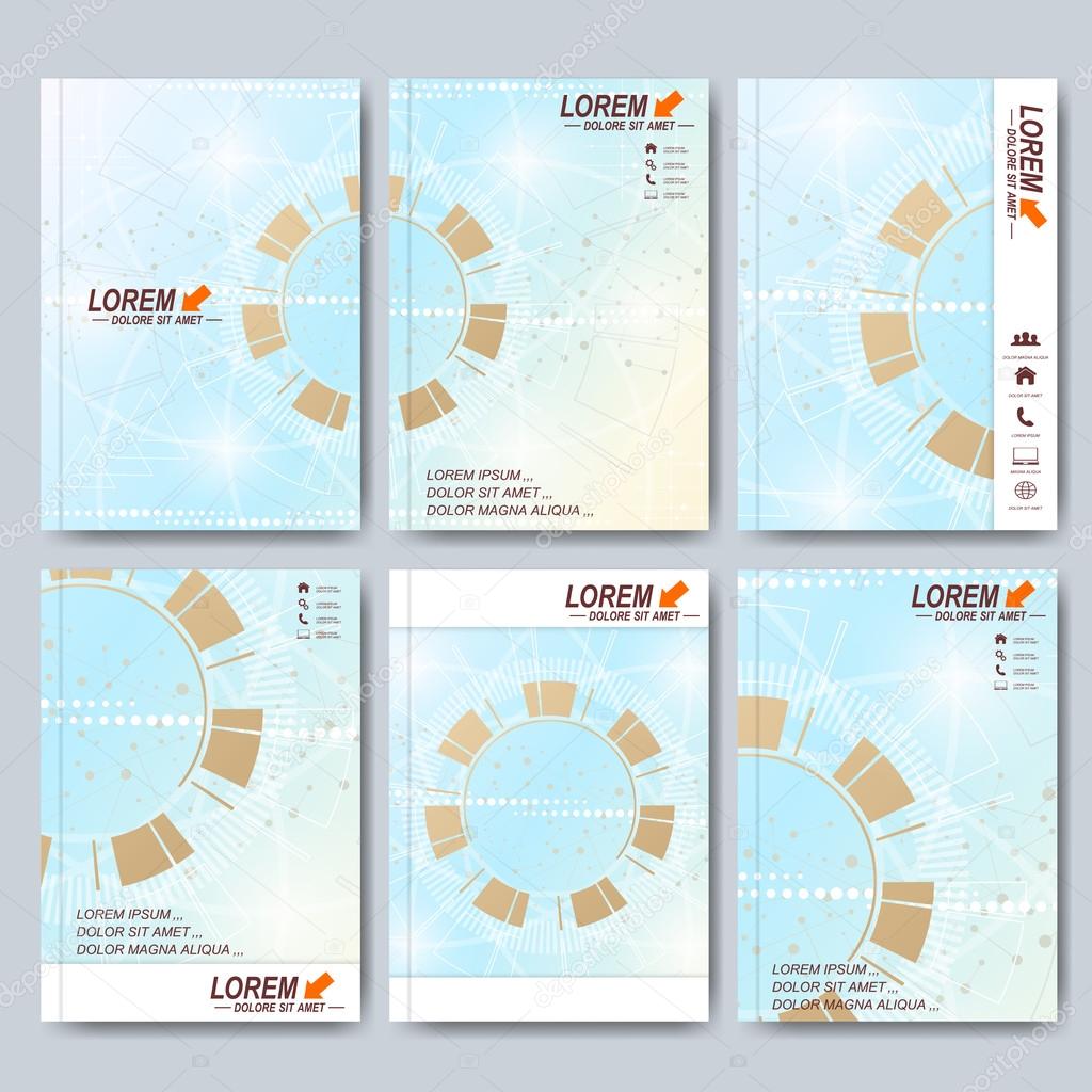 Modern vector templates for brochure, Leaflet, flyer, cover, magazine or annual report in A4 size. Business, science, medicine and technology design book layout. Abstract tecnology presentation