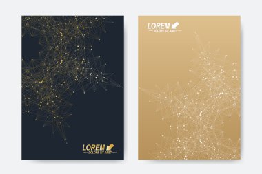 Broşür, broşür, broşür, broşür, kapak, dergi veya yıllık rapor için modern vektör şablonu. A4 beden. İş, bilim, tıp ve teknoloji tasarım kitabı düzeni. Altın mandala ile soyut sunum