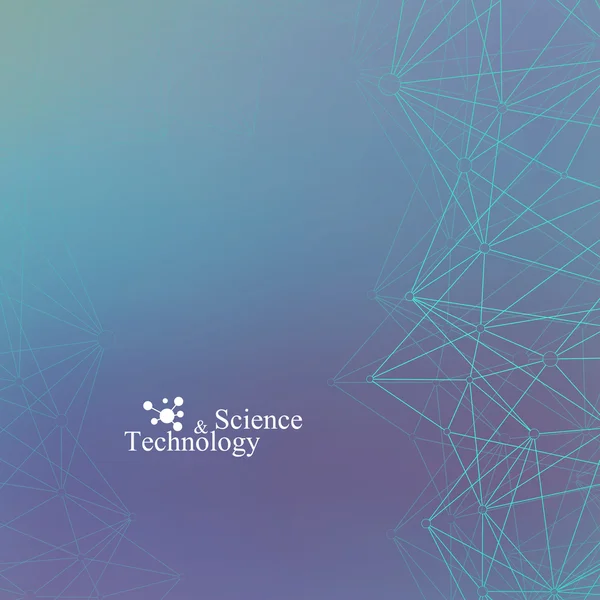 Geometriska bakgrundsgrafik molekyl och kommunikation. Anslutna linjer med prickar. Begreppet vetenskap, kemi, biologi, medicin, teknik. Vektor illustration — Stock vektor