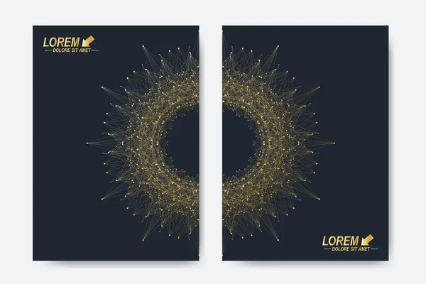 Modèles vectoriels modernes pour brochure, dépliant, dépliant, couverture, magazine ou rapport annuel. Format A4. Business, science, médecine et conception de la technologie mise en page de livres. Présentation abstraite avec rond — Image vectorielle