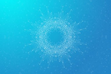 Geometrik soyut yuvarlak formla bağlantılı çizgi ve noktalar. Minimalizm kaotik arka plan. Doğrusal işaret, sembol. Grafik kompozisyon tıp, bilim, teknoloji, Kimya için. Vektör çizim