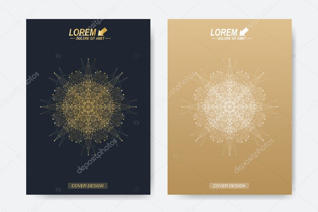 Modern vector template for brochure, Leaflet, flyer, cover, magazine or annual report. A4 size. Business, science, medicine and technology design book layout. Abstract presentation. Round molecule.