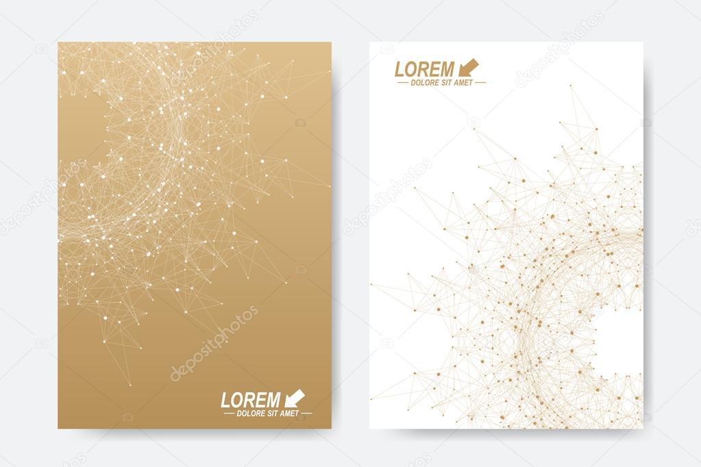 Modern vector template for brochure, Leaflet, flyer, cover, magazine or annual report. A4 size. Business, science, medicine and technology design book layout. Abstract presentation with golden mandala