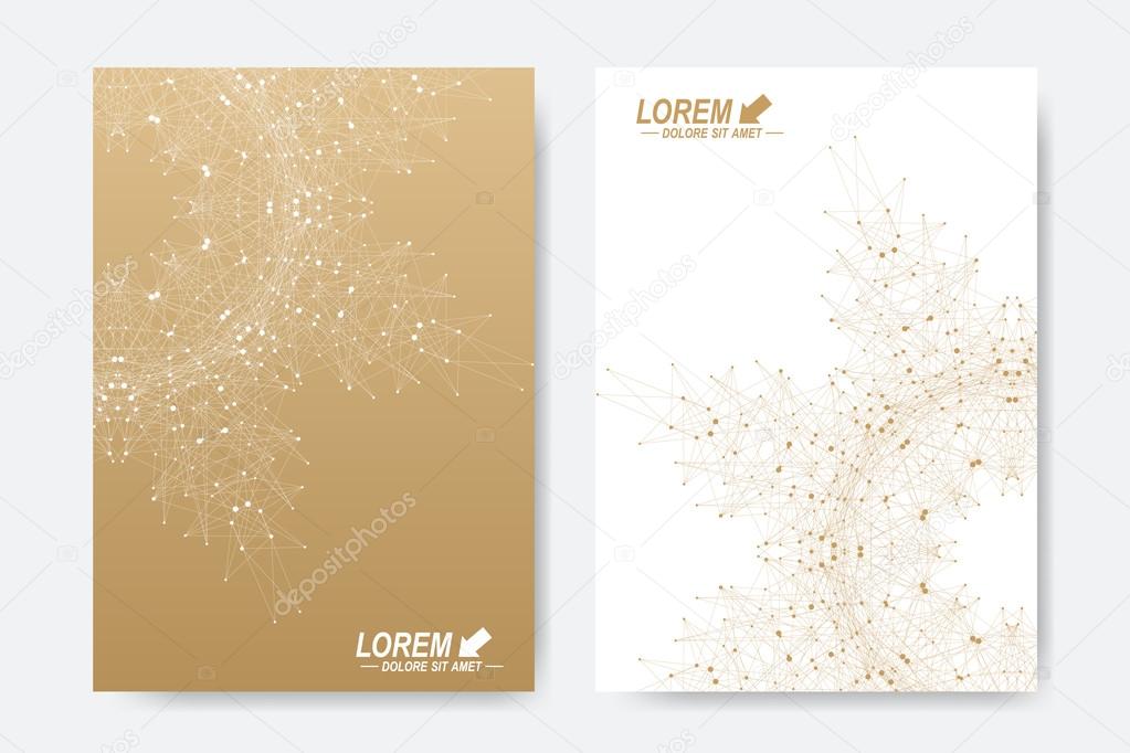 Modern vector template for brochure, Leaflet, flyer, cover, magazine or annual report. A4 size. Business, science, medicine and technology design book layout. Abstract presentation. Round molecule.