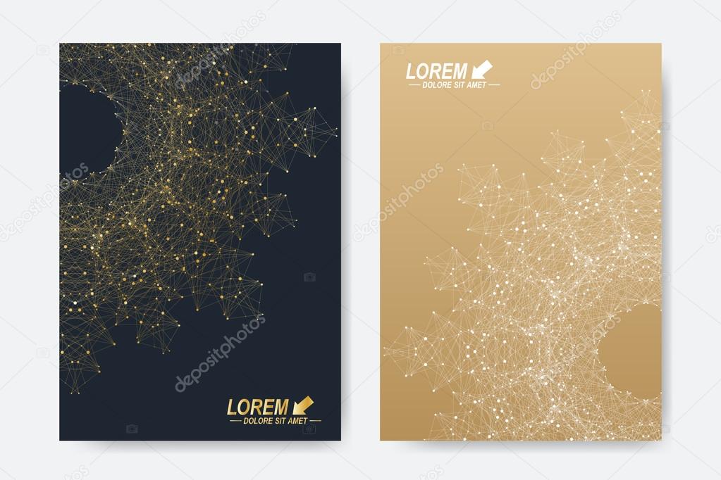 Modern vector template for brochure, Leaflet, flyer, cover, magazine or annual report. A4 size. Business, science, medicine and technology design book layout. Abstract presentation. Round molecule.