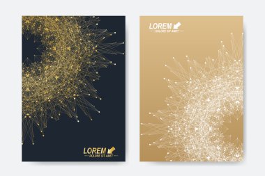 Broşür, broşür, broşür, broşür, kapak, dergi veya yıllık rapor için modern vektör şablonu. A4 beden. İş, bilim, tıp ve teknoloji tasarım kitabı düzeni. Altın mandala ile soyut sunum