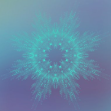 Bağlı çizgi ve nokta ile geometrik soyut mandala. Tıp, bilim, teknoloji, kimya için grafik kompozisyon. Molekül, iletişim geçmişi. Vektör çizimi.