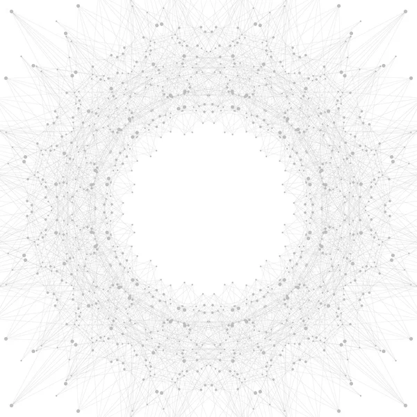 Grafische Hintergrundmoleküle und Kommunikation. Verbindungslinie mit Punkten. geometrische abstrakte Komposition für Ihren Entwurf. Wissenschaft, technischer Hintergrund. Vektorillustration. — Stockvektor