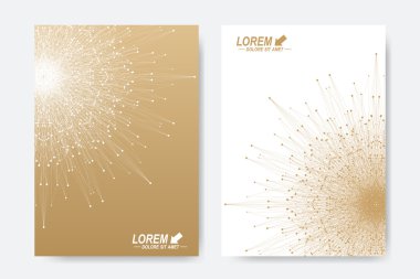 Modern vektör şablon broşür, broşür, el ilanı, kapak, dergi veya yıllık raporu. İş, bilim, tıp ve teknoloji tasarım kitap düzeni. Soyut tanıtımı ile altın mandala.