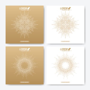 Modern vektör şablon kare broşür, broşür, el ilanı, kapak, dergi veya yıllık raporu. İş, bilim, tıp ve teknoloji tasarım kitap düzeni. Soyut tanıtımı ile altın mandala.