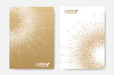 Modern vektör şablon broşür, broşür, el ilanı, kapak, dergi veya yıllık raporu. İş, bilim, tıp ve teknoloji tasarım kitap düzeni. Soyut tanıtımı ile altın mandala.