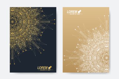 Modern vektör şablon broşür, broşür, el ilanı, kapak, dergi veya yıllık raporu. İş, bilim, tıp ve teknoloji tasarım kitap düzeni. Soyut tanıtımı ile altın mandala.