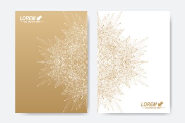 Modern vektör şablon broşür, broşür, el ilanı, kapak, dergi veya yıllık raporu. İş, bilim, tıp ve teknoloji tasarım kitap düzeni. Soyut tanıtımı ile altın mandala.