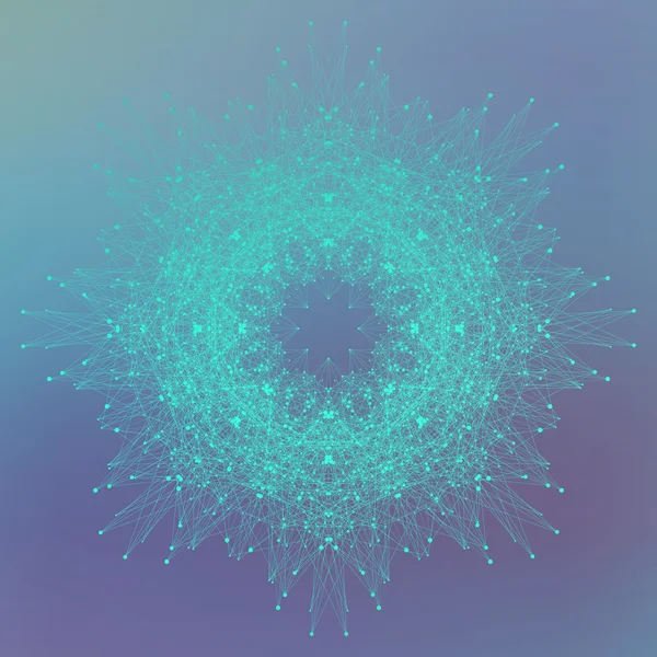 Mandala geométrico abstracto con línea y puntos conectados. Composición gráfica para medicina, ciencia, tecnología, química. Molécula, antecedentes de comunicación. Ilustración vectorial . — Vector de stock