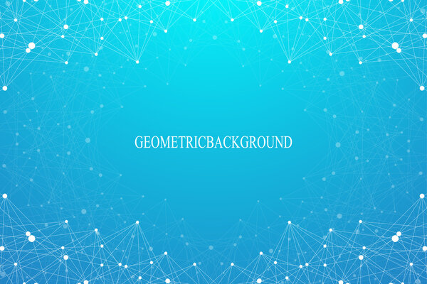 Geometric abstract background with connected line and dots. Graphic backdrop for your design. Vector illustration