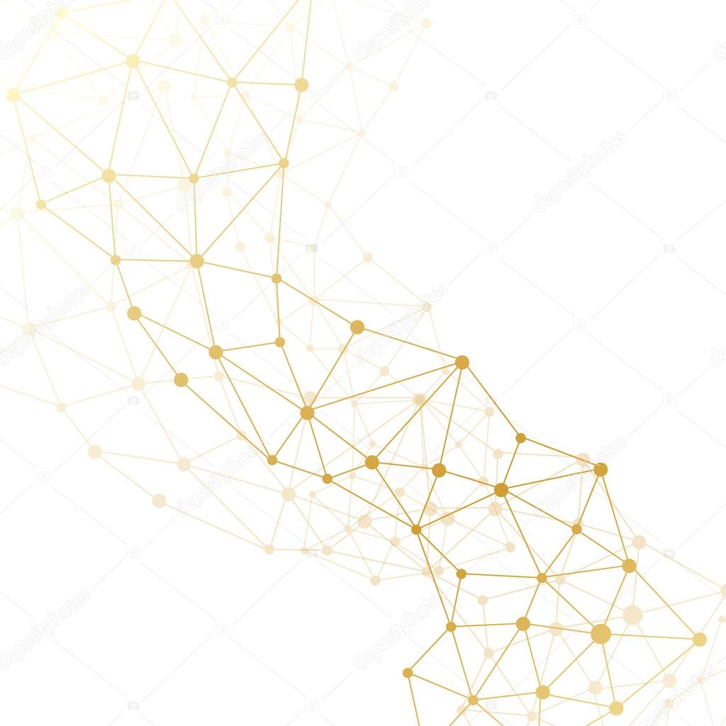 Golden molecule and communication background. Vector illustration